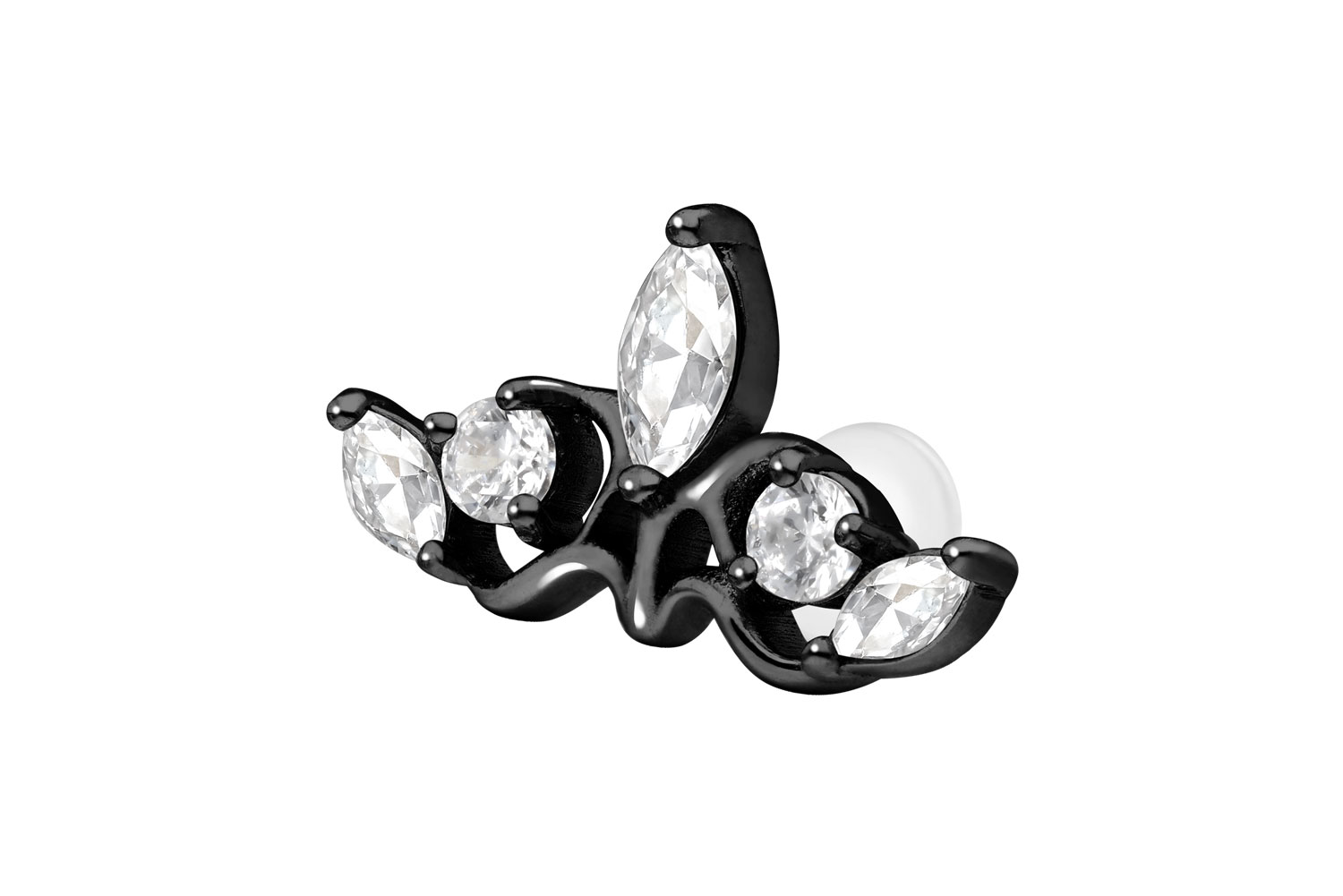 PTFE Labret Piercing mit Innengewinde + Titan-Aufsatz GOTISCHE KRONE